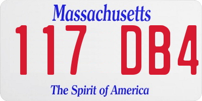 MA license plate 117DB4