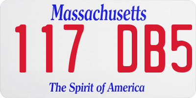 MA license plate 117DB5