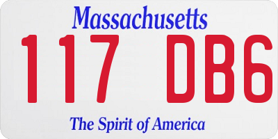 MA license plate 117DB6