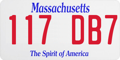MA license plate 117DB7