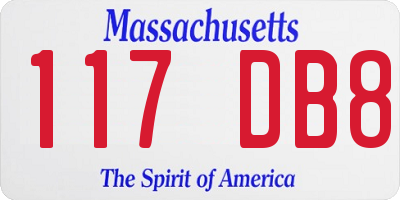 MA license plate 117DB8