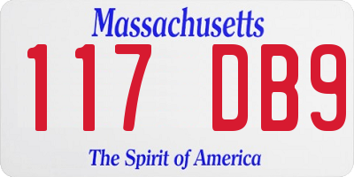 MA license plate 117DB9