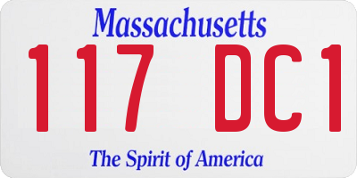 MA license plate 117DC1