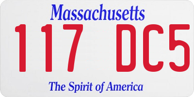 MA license plate 117DC5