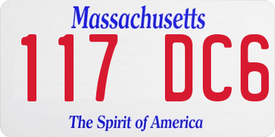 MA license plate 117DC6