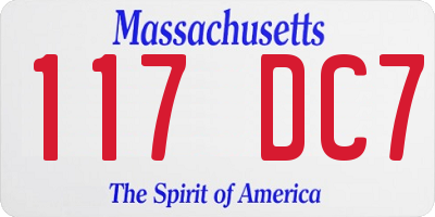 MA license plate 117DC7