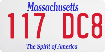 MA license plate 117DC8