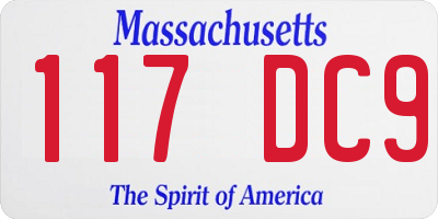 MA license plate 117DC9