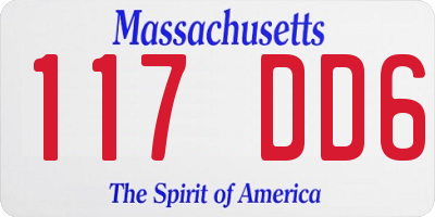 MA license plate 117DD6