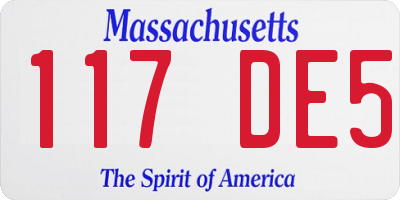 MA license plate 117DE5