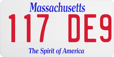 MA license plate 117DE9