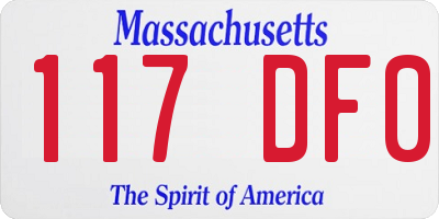 MA license plate 117DF0