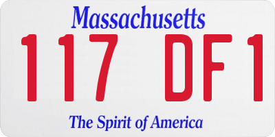 MA license plate 117DF1