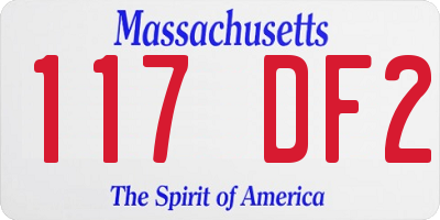 MA license plate 117DF2