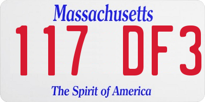 MA license plate 117DF3