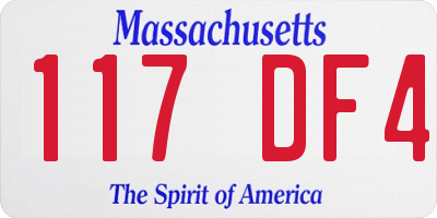 MA license plate 117DF4