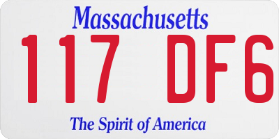 MA license plate 117DF6