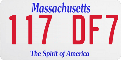 MA license plate 117DF7