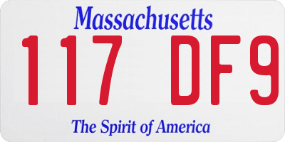 MA license plate 117DF9
