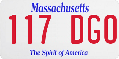 MA license plate 117DG0
