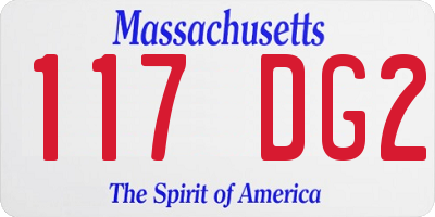 MA license plate 117DG2