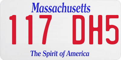 MA license plate 117DH5