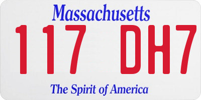 MA license plate 117DH7