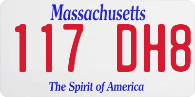 MA license plate 117DH8