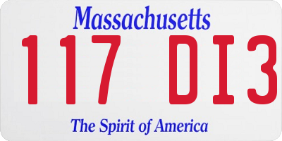 MA license plate 117DI3