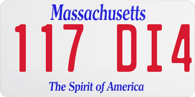 MA license plate 117DI4