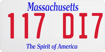 MA license plate 117DI7