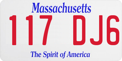 MA license plate 117DJ6