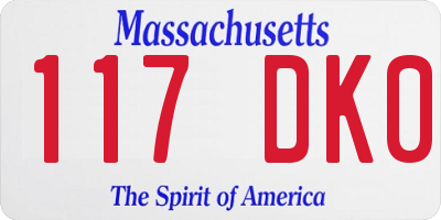 MA license plate 117DK0