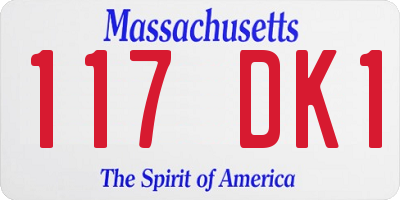 MA license plate 117DK1