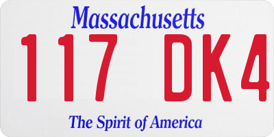 MA license plate 117DK4