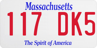 MA license plate 117DK5