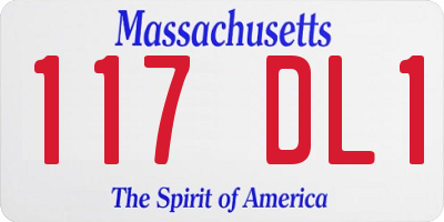 MA license plate 117DL1