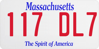 MA license plate 117DL7