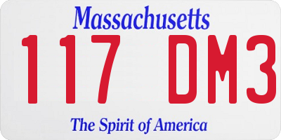 MA license plate 117DM3