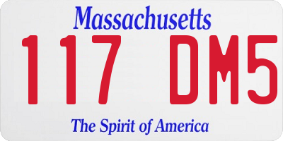 MA license plate 117DM5