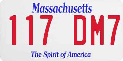 MA license plate 117DM7