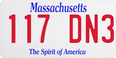 MA license plate 117DN3