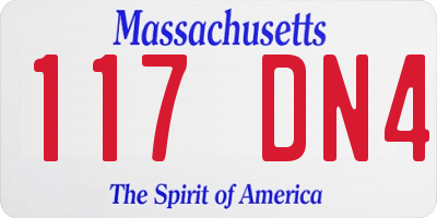 MA license plate 117DN4