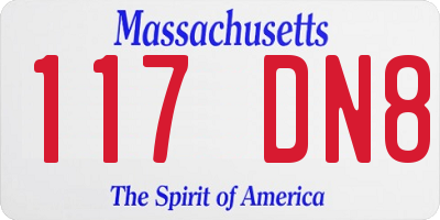 MA license plate 117DN8