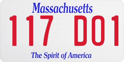 MA license plate 117DO1