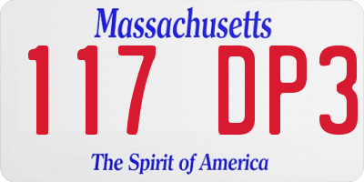 MA license plate 117DP3