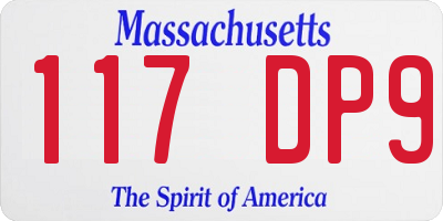 MA license plate 117DP9