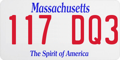 MA license plate 117DQ3