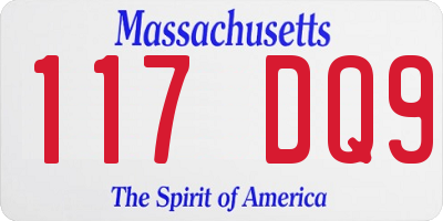 MA license plate 117DQ9