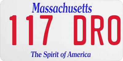 MA license plate 117DR0